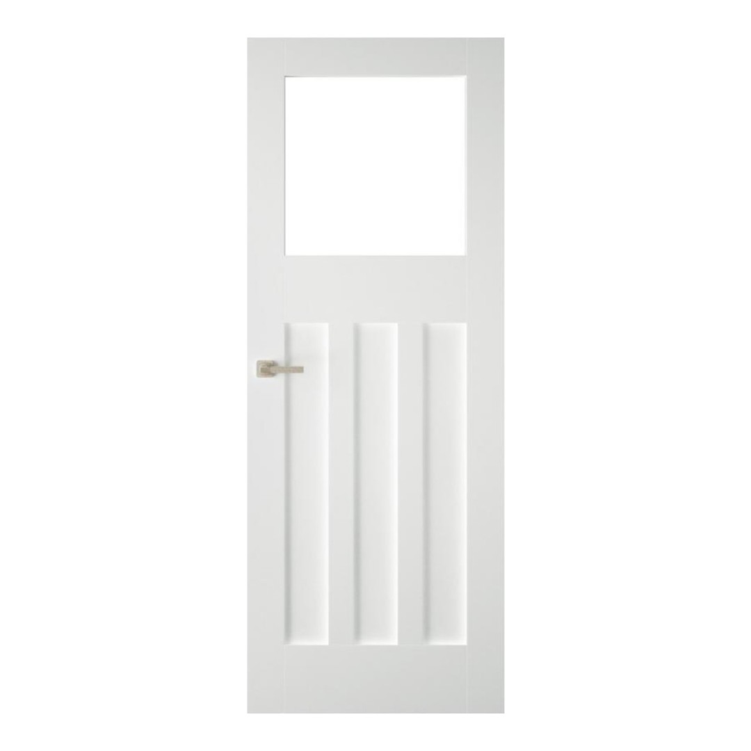 1930s White Primed 3 Panel Glazed Door