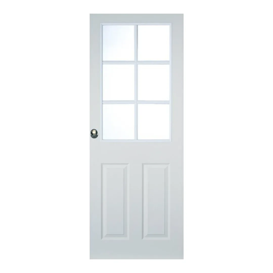 Colonial White Grained 6 Panel Moulded Clear Glazed Door